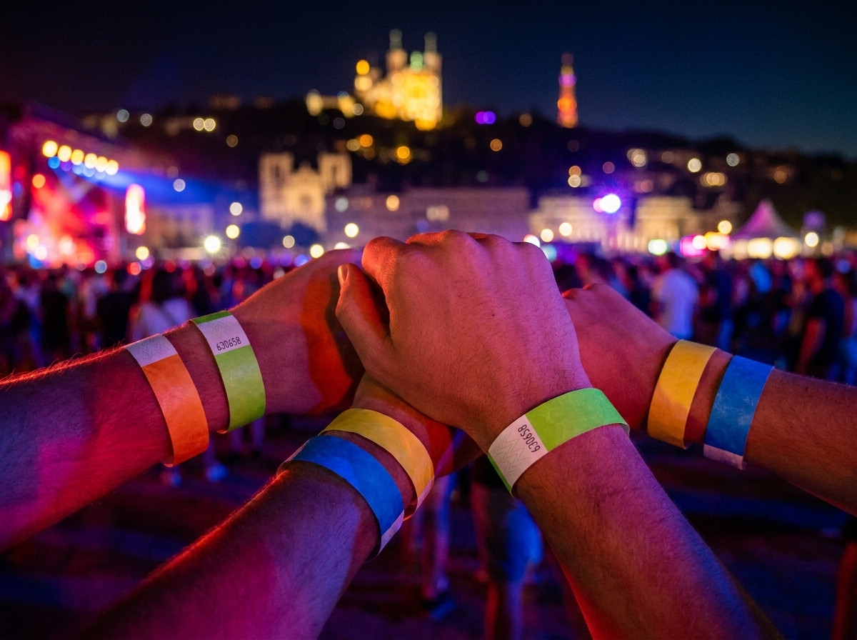 Bracelets festival Tyvek personnalisés pour un événement nocturne à Lyon
